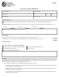 Document preview: Form 2027 Home Delivered Meals (Hdm) Waiver - Texas