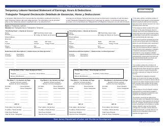 Document preview: Form MW-24S Temporary Laborer Itemized Statement of Earnings, Hours & Deductions - New Jersey (English/Spanish)