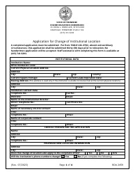 Document preview: Application for Change of Institutional Location - Tennessee