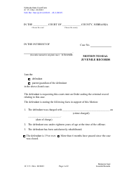 Form JC15:1 Motion to Seal Juvenile Records - Nebraska