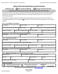 Form CDPH9126 Application for Requesting a Sealed Record - California, Page 2