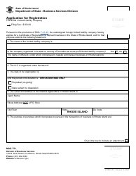 Form 450 Application for Registration for a Foreign Limited Liability Company - Rhode Island, Page 3