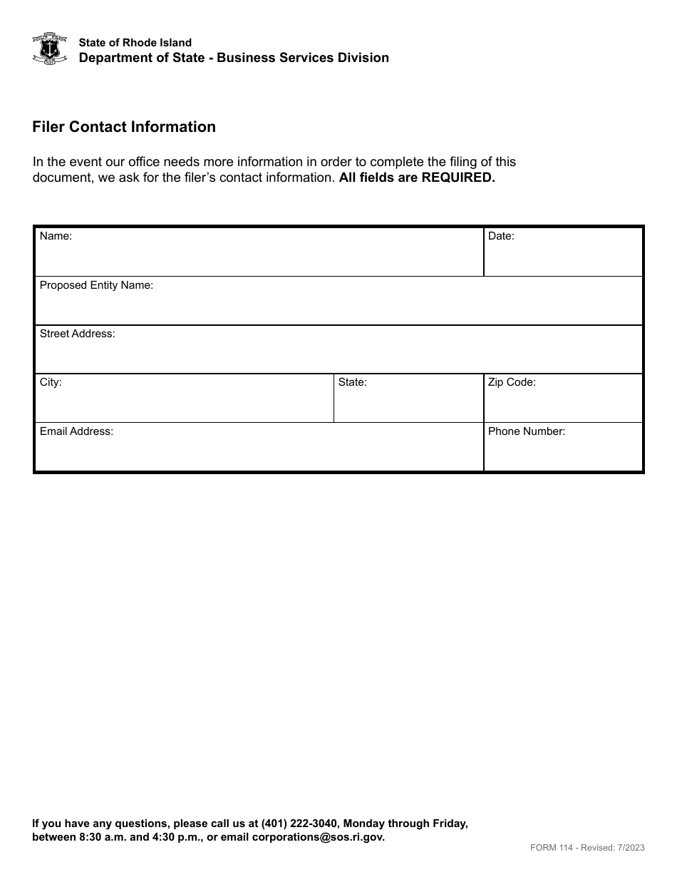 Form 114 Articles of Incorporation for a Domestic Benefit Corporation - Rhode Island, Page 4