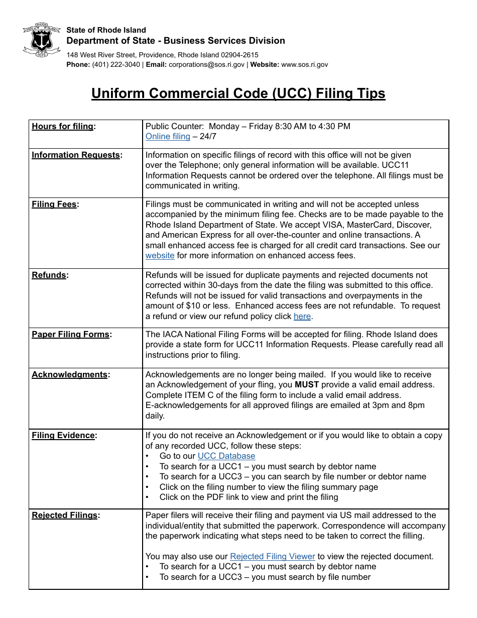 Form UCC1 Ucc Financing Statement - Rhode Island, Page 3
