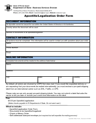 Document preview: Apostille/Legalization Order Form - Rhode Island