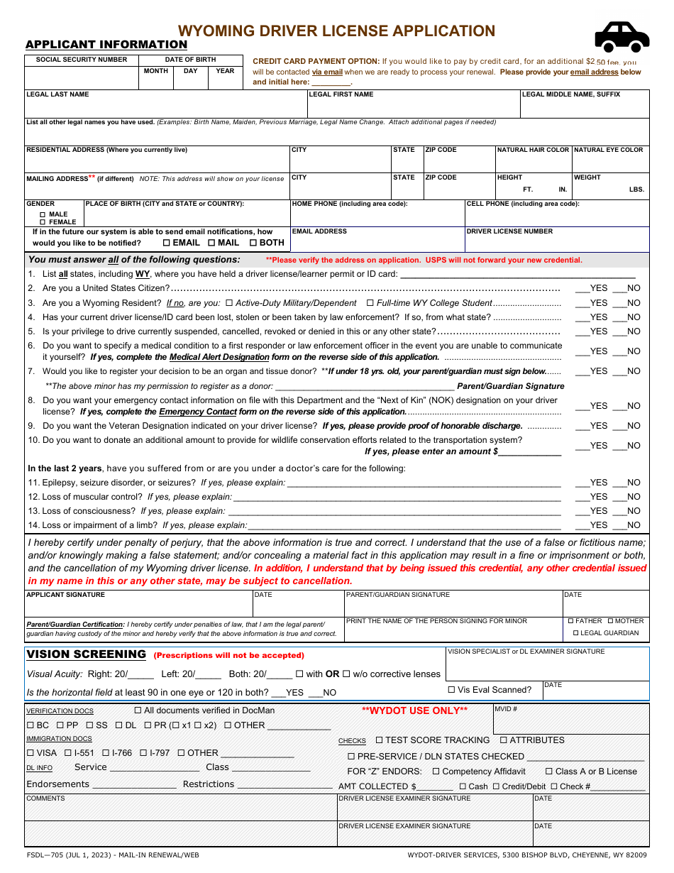 Form FSDL-705 - Fill Out, Sign Online and Download Fillable PDF ...