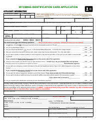 Form FSIDC-705 Wyoming Identification Card Application - Wyoming