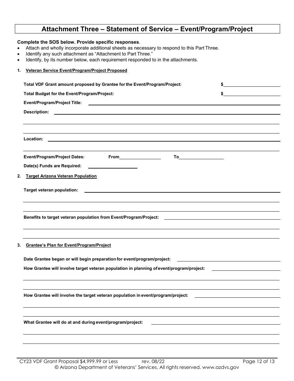 Proposal for Vdf Grant - $4,999.99 or Less - Arizona, Page 12