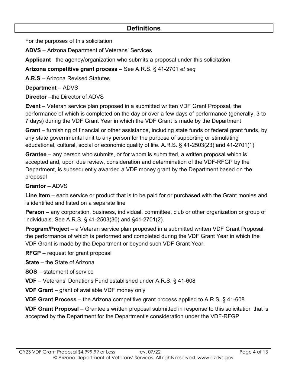 Proposal for Vdf Grant - $4,999.99 or Less - Arizona, Page 3