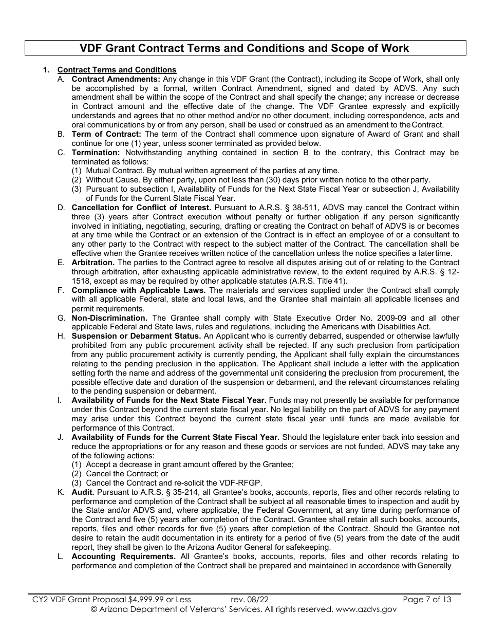 Proposal for Vdf Grant - $4,999.99 or Less - Arizona, Page 7