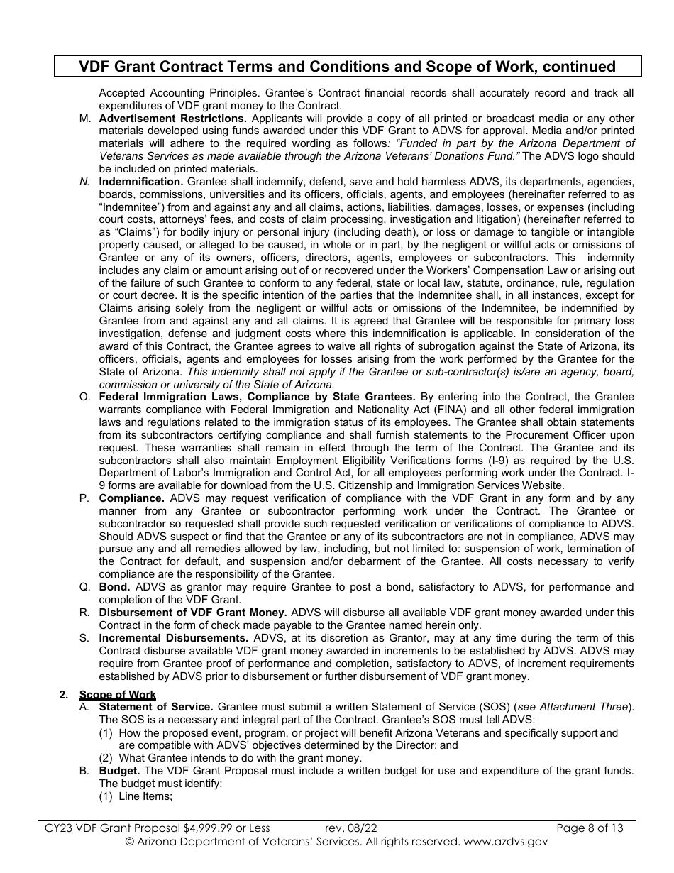 Proposal for Vdf Grant - $4,999.99 or Less - Arizona, Page 8