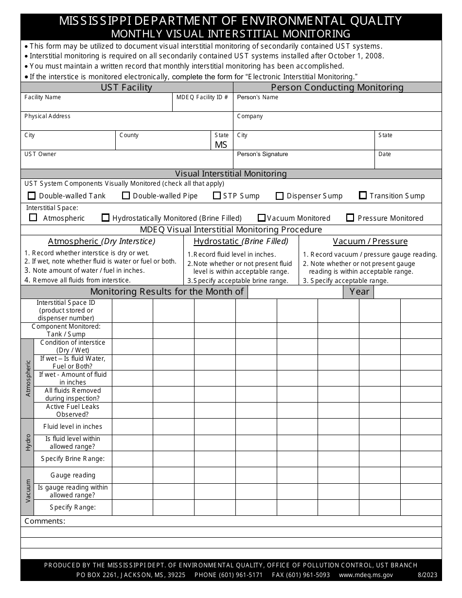 Monthly Visual Interstitial Monitoring - Mississippi, Page 1