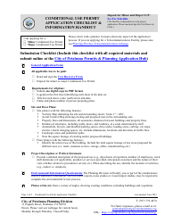 Document preview: Conditional Use Permit Application Checklist & Information Handout - City of Petaluma, California