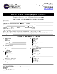 Document preview: Alabama Historic Cemetery Register Application - Alabama