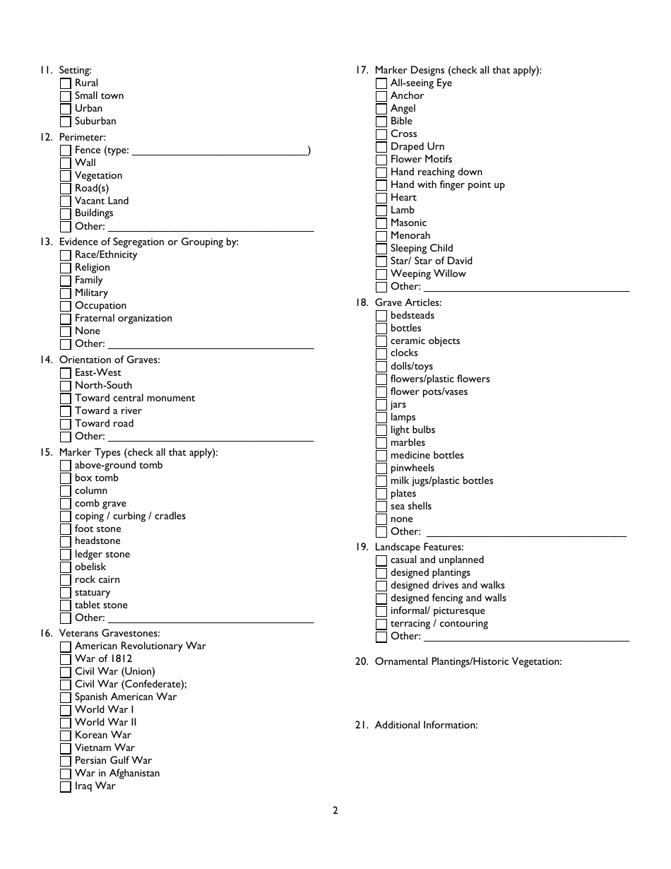 Alabama Historic Cemetery Register Application - Alabama, Page 2