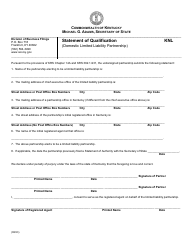 Document preview: Form KNL Statement of Qualification (Domestic Limited Liability Partnership) - Kentucky