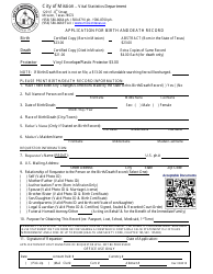 Document preview: Application for Birth and Death Record - City of Mission, Texas