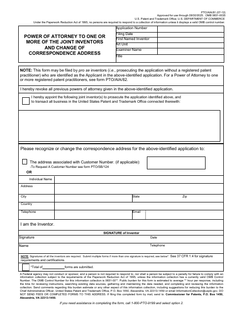 Form PTO/AIA/81  Printable Pdf