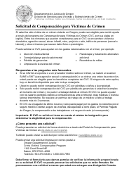 Solicitud De Compensacion Para Victimas De Crimen - Oregon (Spanish)