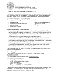 Document preview: Crime Victims' Compensation Application - Oregon