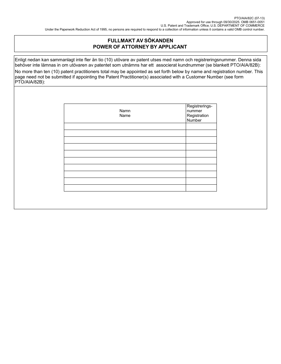 Form PTO / AIA / 82SE Transmittal for Power of Attorney to One or More Registered Practitioners / Power of Attorney by Applicant, Page 4