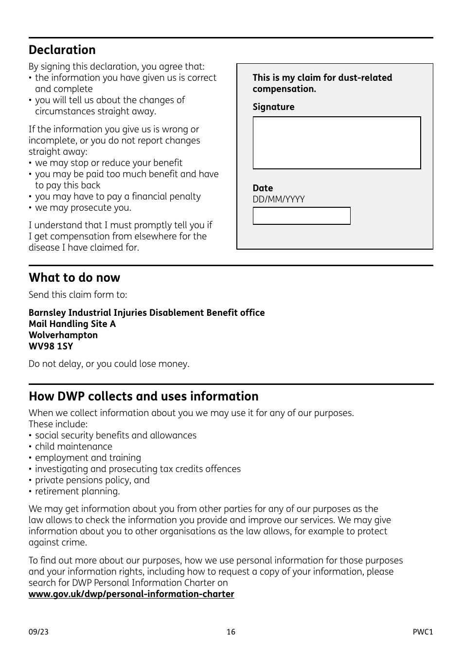 Form PWC1 Mesothelioma and Other Lung Diseases - United Kingdom, Page 16