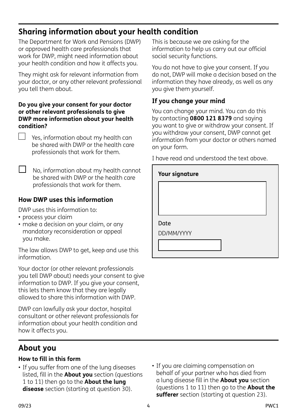 Form PWC1 Mesothelioma and Other Lung Diseases - United Kingdom, Page 4