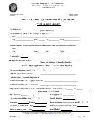 Form DPSLP8012 Application for Liquefied Petroleum Gas Permit - Louisiana