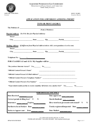 Form DPSLP8012 Application for Anhydrous Ammonia Permit - Louisiana