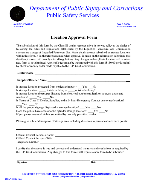 Form DPSLP8012  Printable Pdf