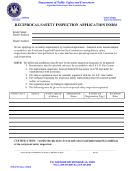 Document preview: Form DPSLP8012 Reciprocal Safety Inspection Application Form - Louisiana