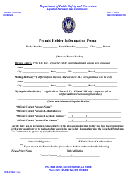 Document preview: Form DPSLP8012 Permit Holder Information Form - Louisiana