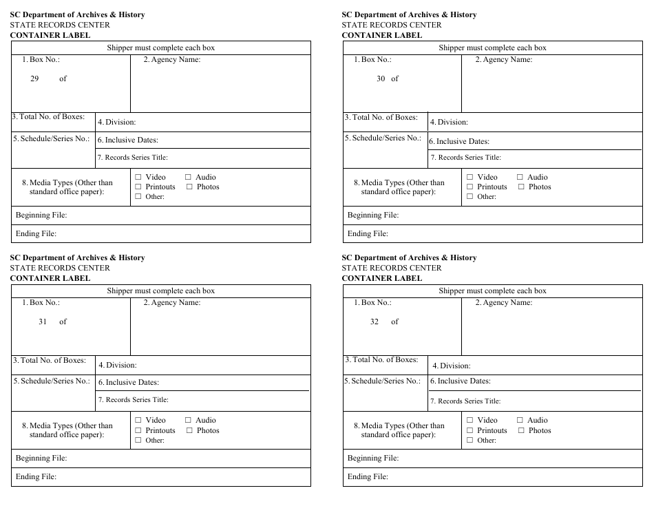 Records Transmittal Form and Receipt - South Carolina, Page 11
