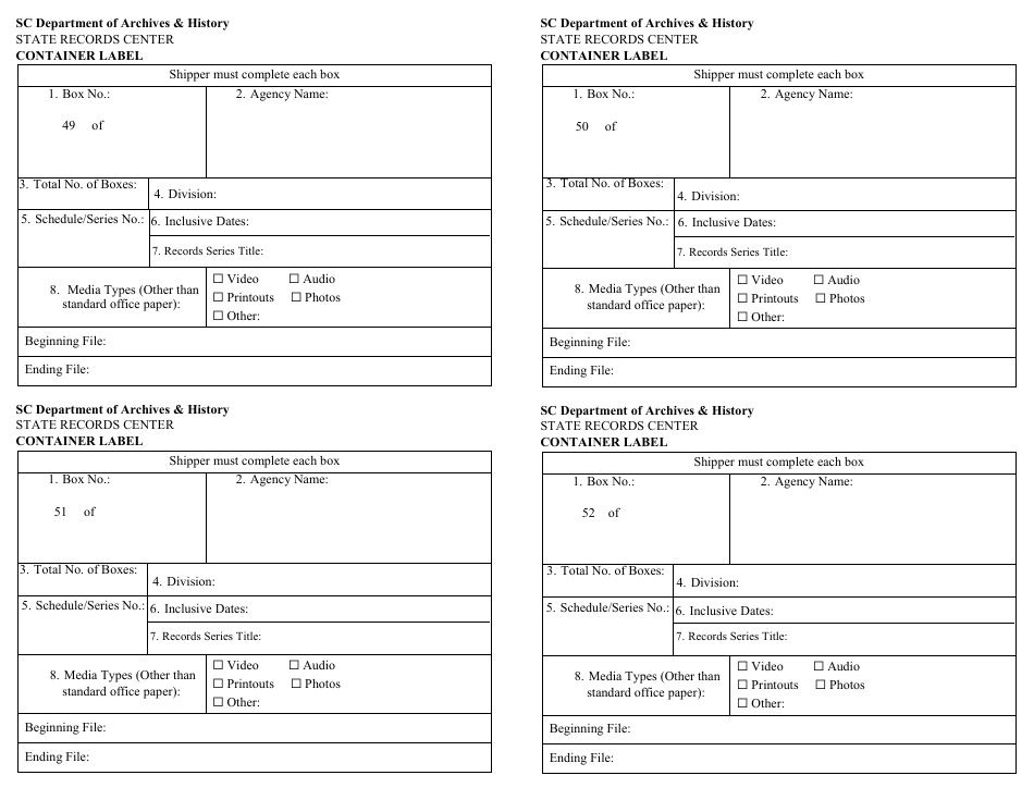 Records Transmittal Form and Receipt - South Carolina, Page 16