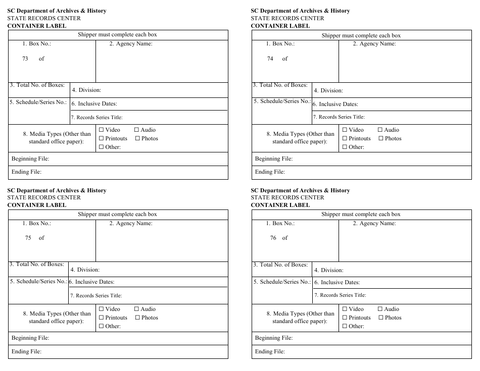Records Transmittal Form and Receipt - South Carolina, Page 22