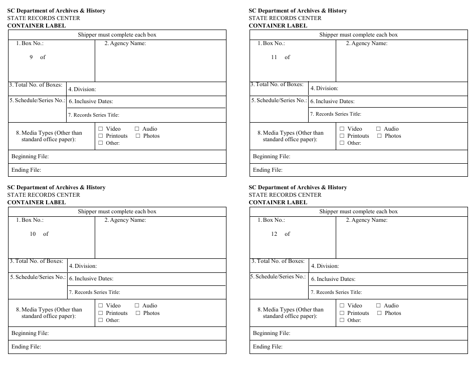 Records Transmittal Form and Receipt - South Carolina, Page 6