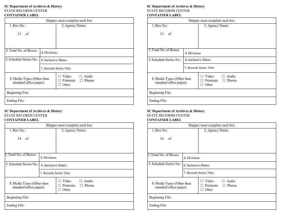Records Transmittal Form and Receipt - South Carolina, Page 7