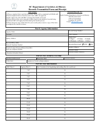 Document preview: Records Transmittal Form and Receipt - South Carolina