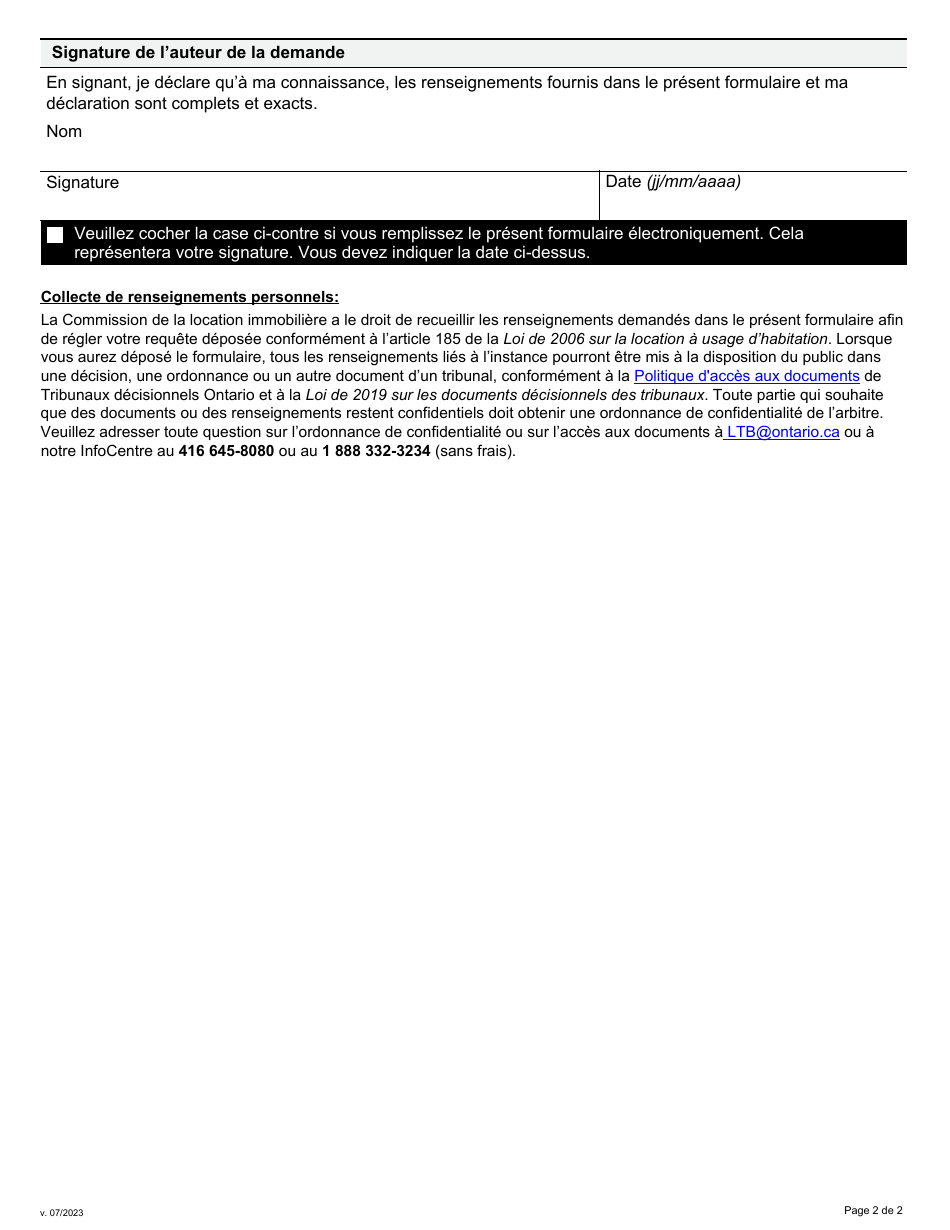 Demande De Retrait Dune Requete - Ontario, Canada (French), Page 3