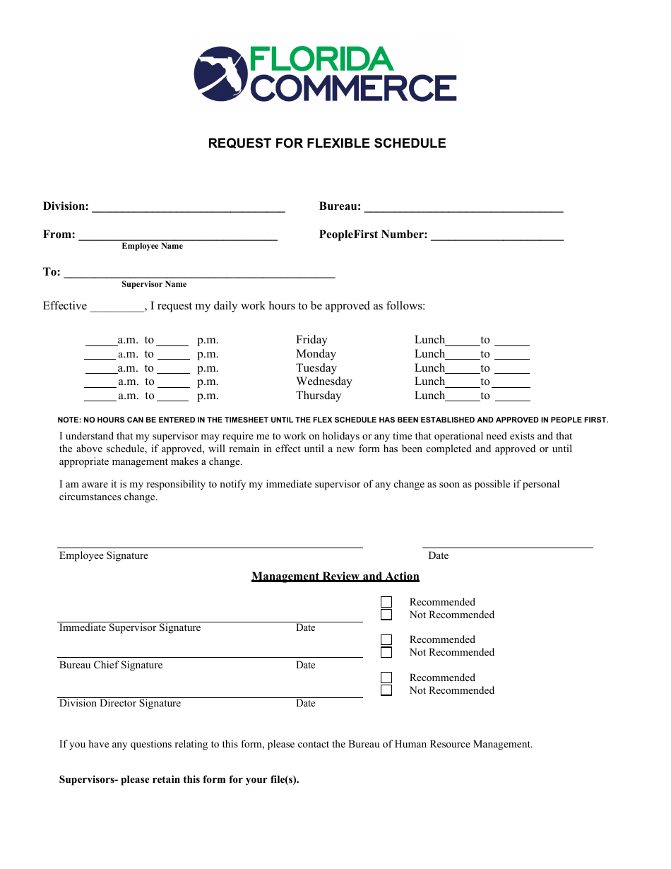 Request for Flexible Schedule - Florida, Page 1