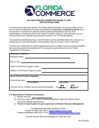 Document preview: Military-Service-Connected Disability Visit Certification Form - Florida