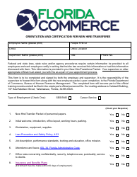 Document preview: Form COM HRM-8 Orientation and Certification for New Hire/Transferee - Florida