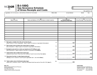 Form B-I-100G Gas Severance Schedule of Gross Receipts and Costs - North Carolina, Page 2