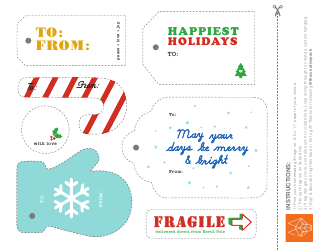 Document preview: Christmas Gift Label Templates - Happiest Holidays