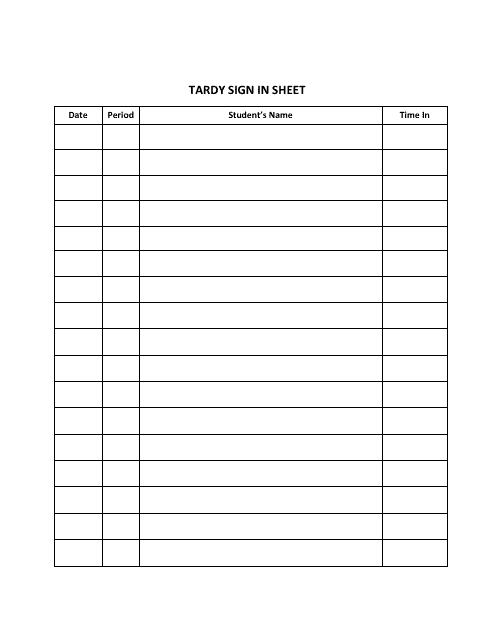 Tardy Sign in Sheet Template - Free and Printable
