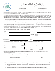 Form DPC-2071 Driver&#039;s Medical Certificate - Prince Edward Island, Canada