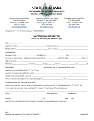 Document preview: Form 102-143 Material Sale Application - Alaska