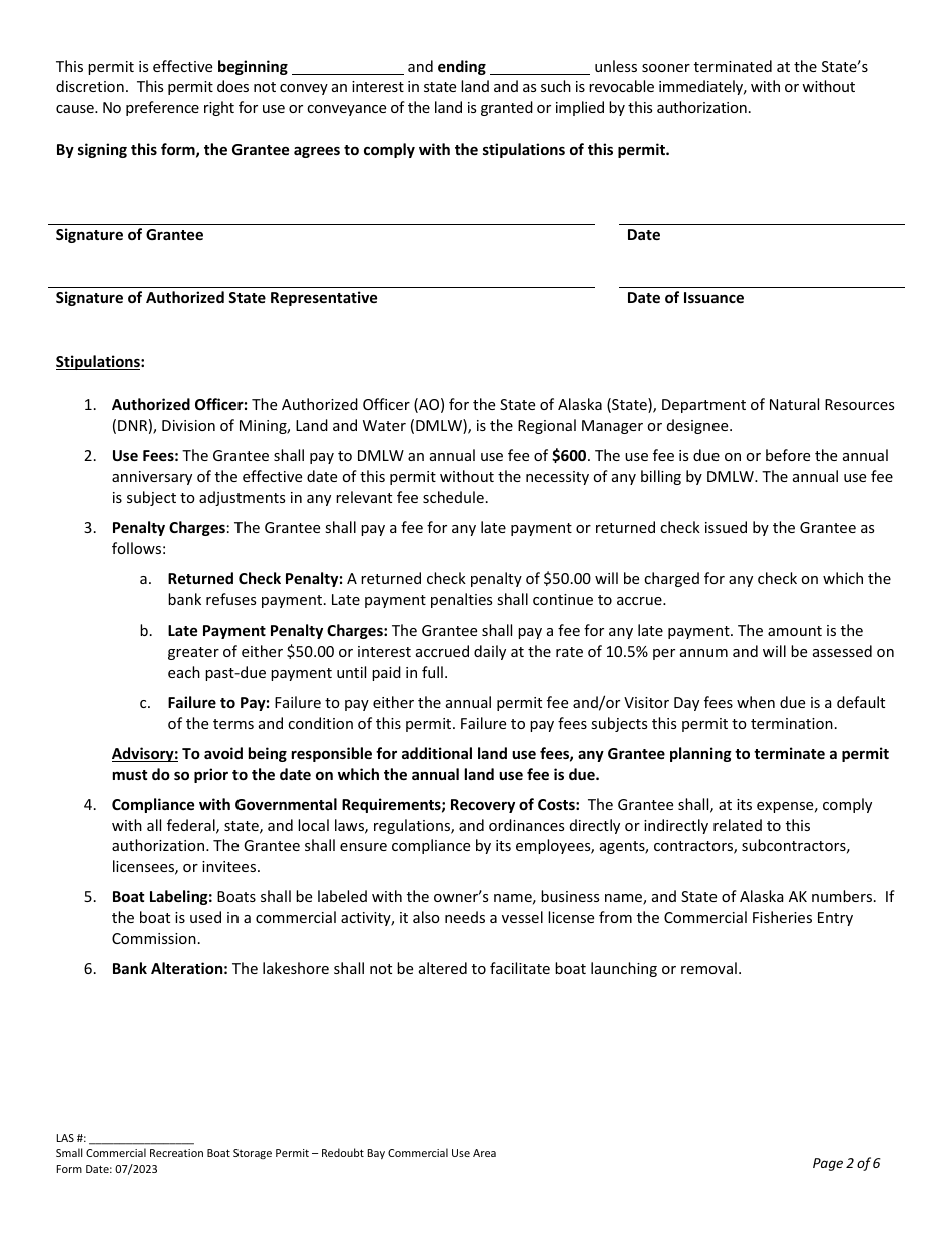 Small Boat Storage Permit With Commercial Fee - Redoubt Bay Critical Habitat Area and Trading Bay State Game Refuge - Alaska, Page 2