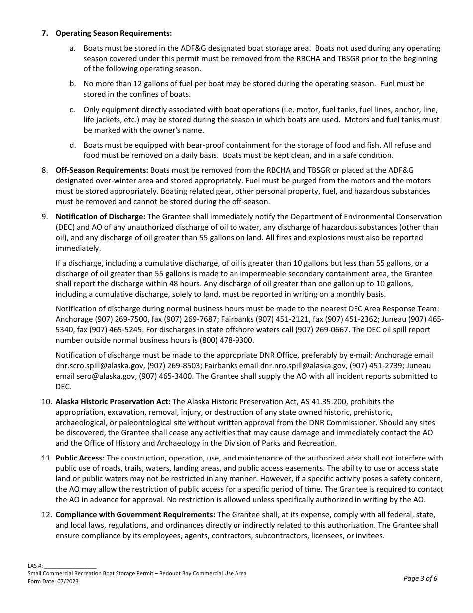 Small Boat Storage Permit With Commercial Fee - Redoubt Bay Critical Habitat Area and Trading Bay State Game Refuge - Alaska, Page 3