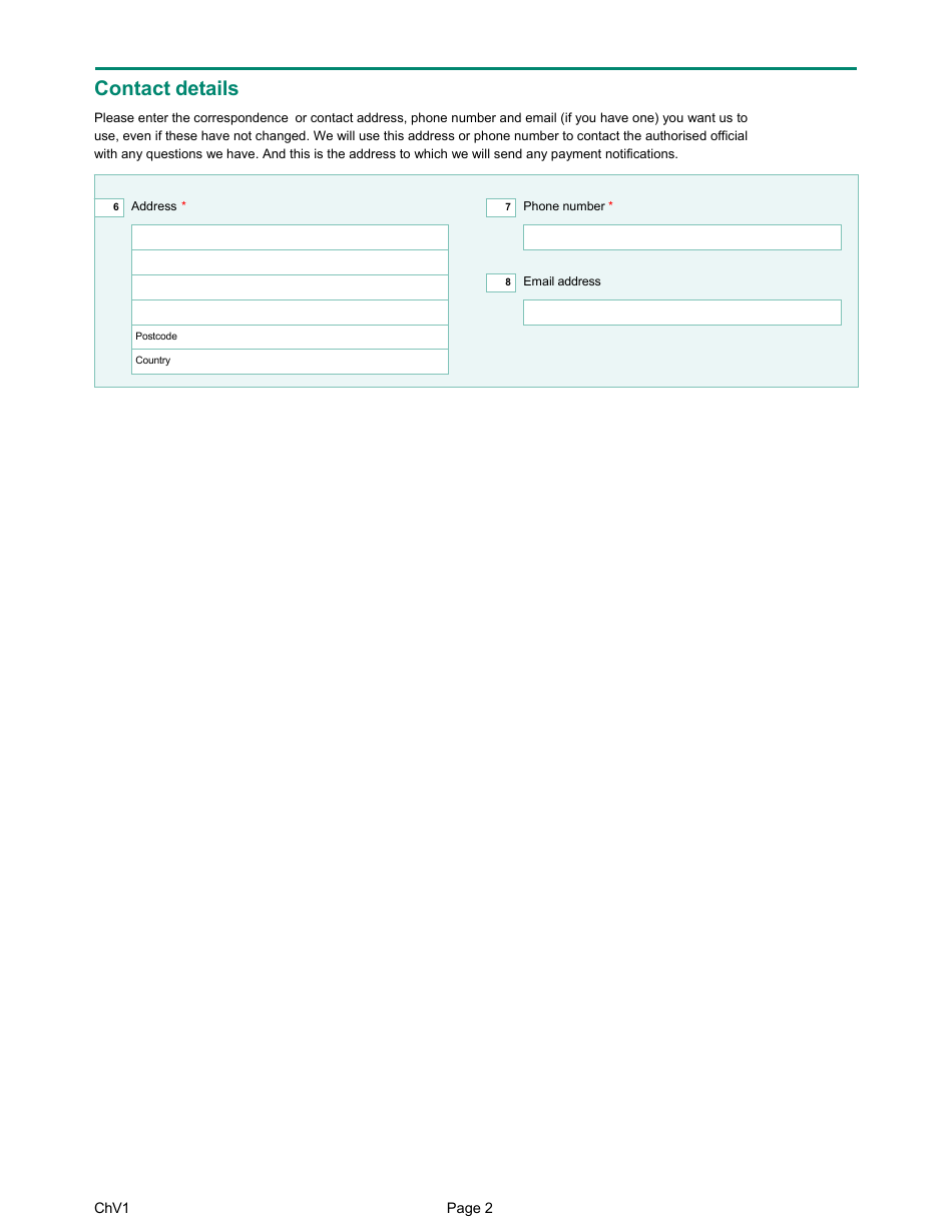 Form ChV1 Hmrc Charities Change of Details Form - United Kingdom, Page 2